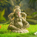 Lord Ganesha Idol | Eco Friendly Ganpati Idol | Clay | Brown | 10 inches