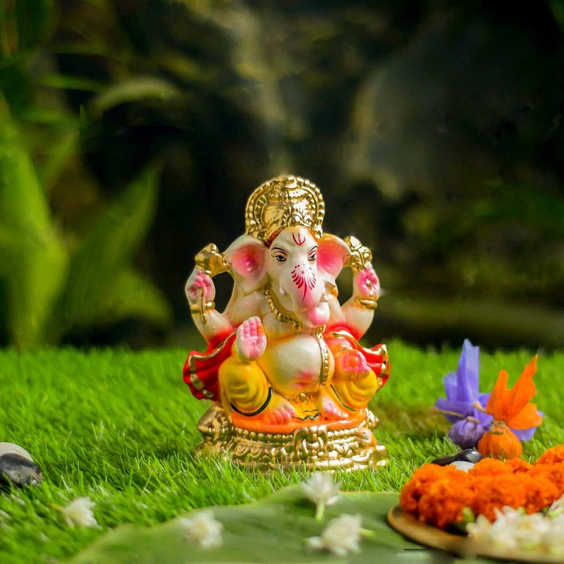 Eco Friendly Ganesh Idol | Lord Ganpati Idol | Clay | Multicolour | 8 inches