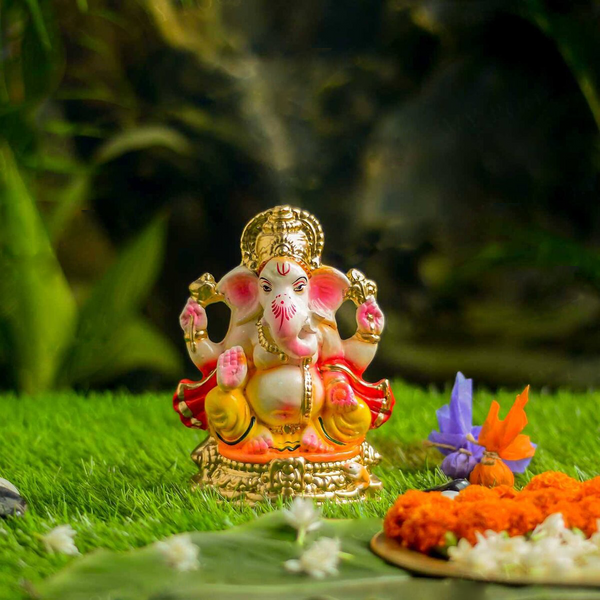 Eco Friendly Ganesh Idol | Lord Ganpati Idol | Clay | Multicolour | 8 inches