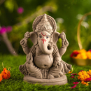 Lord Ganpati Idol | Eco Friendly Ganesh Idol | Clay | Brown | 8 inches