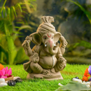 Lord Ganesh Idol | Eco Friendly Ganpati Idol | Clay | Brown | 12 inches