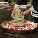 Lord Ganesh Idol | Eco Friendly Ganpati Idol | Clay | Brown | 12 inches