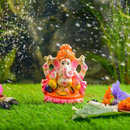 Lord Ganpati Idol | Eco Friendly Ganesh Idol | Clay | Multicolour | 8 inches