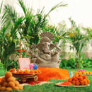 Ganesha Idol for Pooja Room | Eco Friendly Ganpati Idol | Clay | Brown | 12 inches
