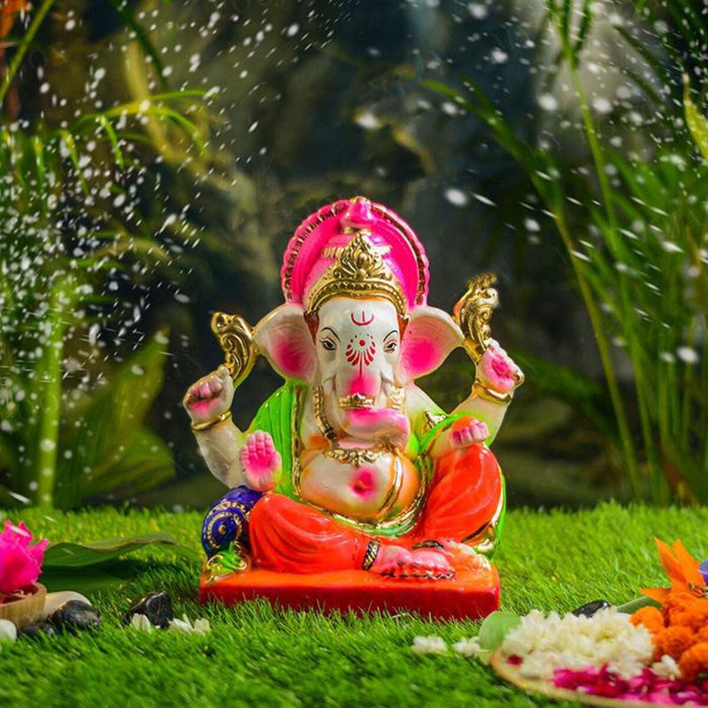 Clay Ganesh Idol | Eco Friendly Ganpati Idol | Multicolour | 12 inches