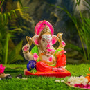 Clay Ganesh Idol | Eco Friendly Ganpati Idol | Multicolour | 12 inches