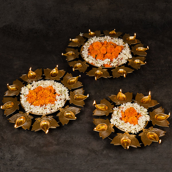 Iron Urli | Lotus Diya | Set of 3