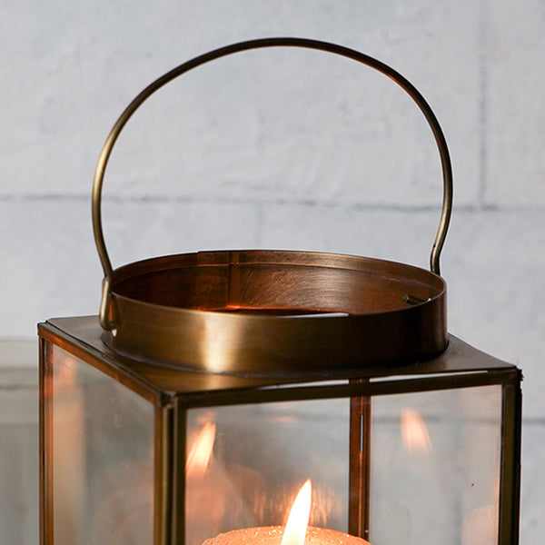 Iron & Glass Lantern Lamp | Gold | 15 cm