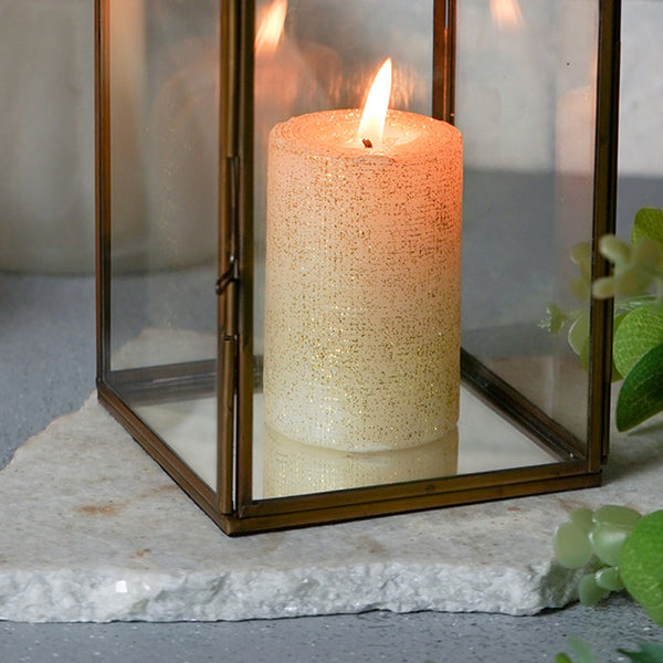 Iron & Glass Lantern Lamp | Gold | 15 cm