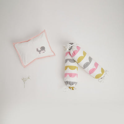 Cotton Baby Pillow and Bolsters | Grey | Set of 3