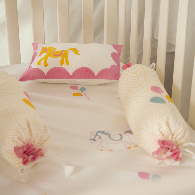 Cotton Baby Bedding Set | Printed | Pink