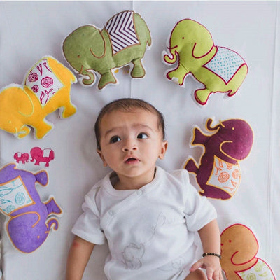 Mul Cotton Baby Soft Toy | Baby Elephant Soft Toy | 20 cm