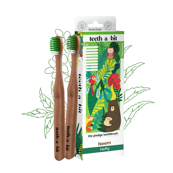 Neem Toothbrush for Kids | Gum Sensitive Soft Bristles | Hefty Handle | Set of 2