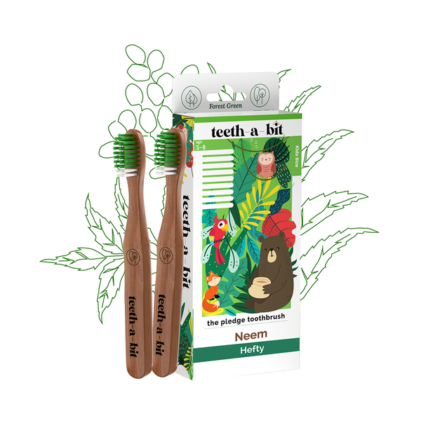 Neem Toothbrush for Kids | Gum Sensitive Soft Bristles | Hefty Handle | Set of 2