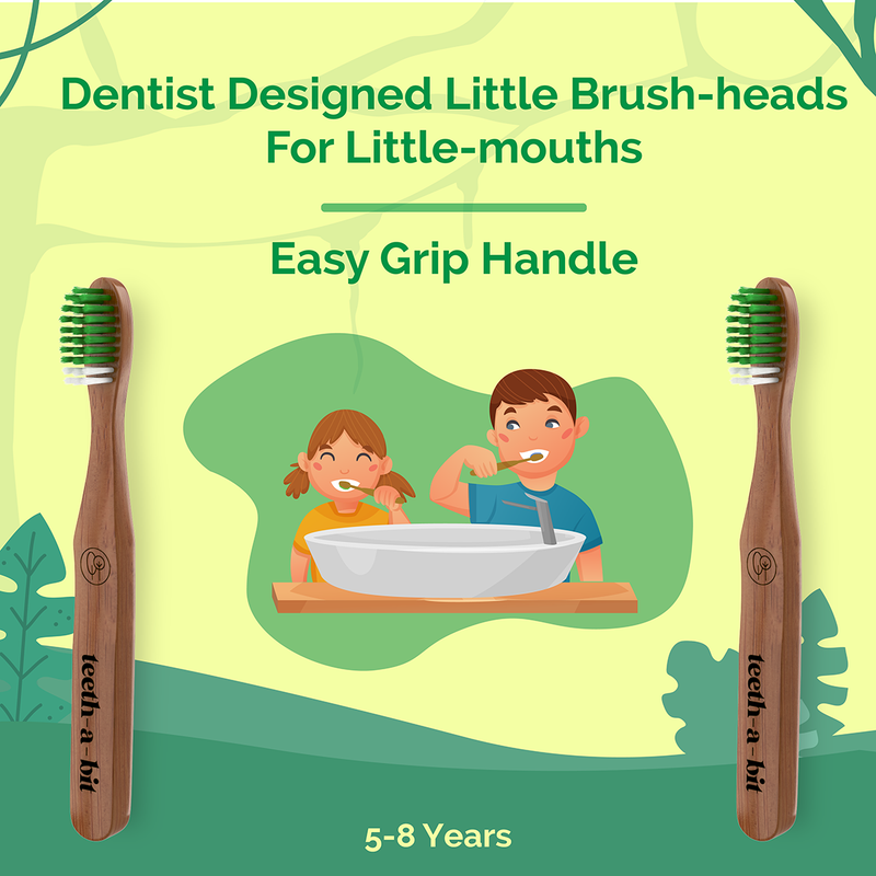 Neem Toothbrush for Kids | Gum Sensitive Soft Bristles | Hefty Handle | Set of 2