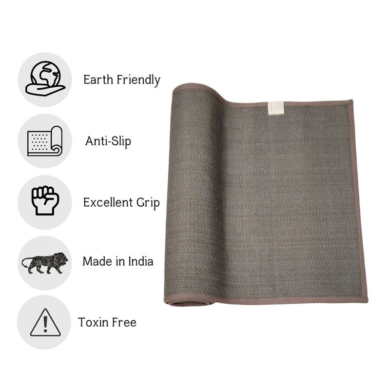 Jute & Natural Rubber Yoga Mat | Grey.