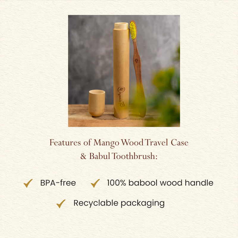 Toothbrush with Travel Case | Wooden | BPA-Free