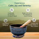 Rustic Blue Mantra Singing Bowl with Cushion & Wooden Mallet | Sound Healing Essentials