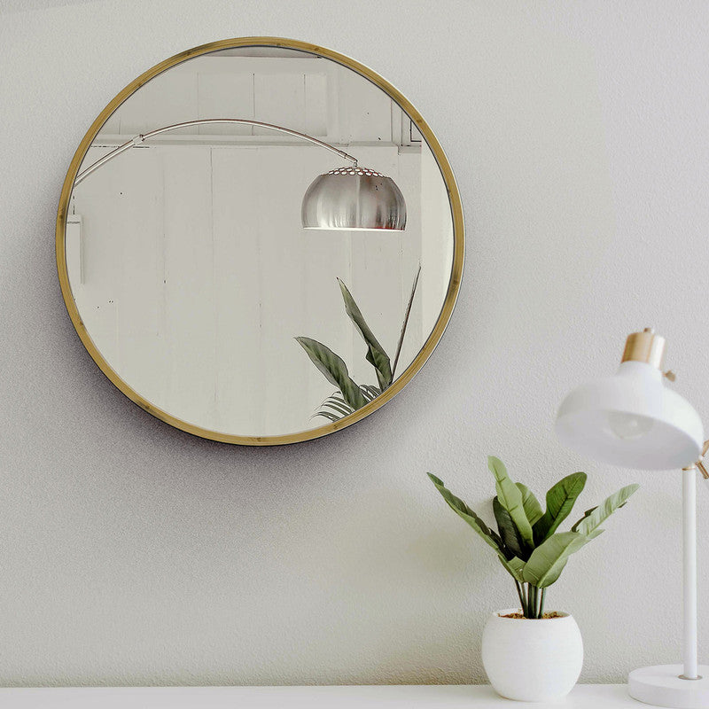 Bamboo Round Large Mirror | Yellow