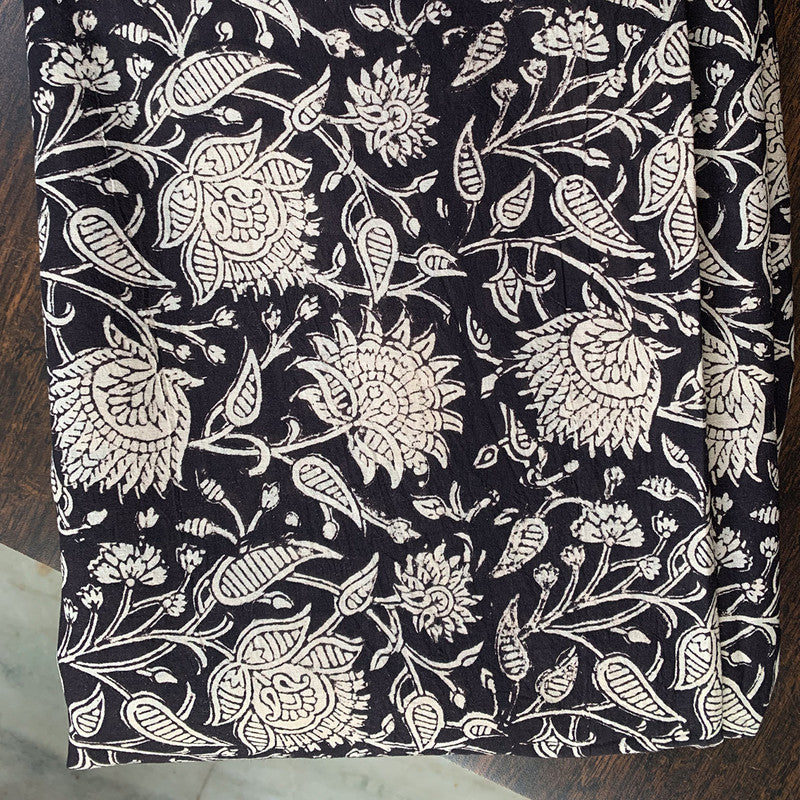 Mulmul Cotton Saree | Bagru Handblock Print | Black