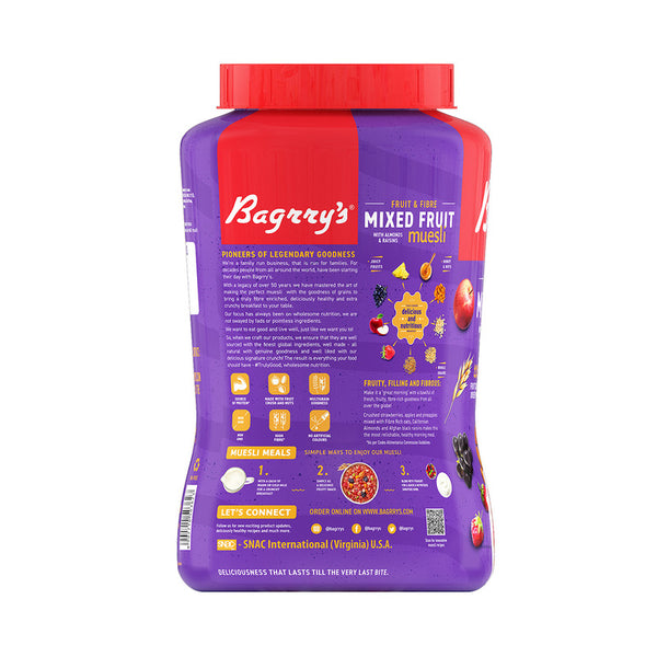 Bagrry's Muesli | Mixed Fruit | Protein Rich Breakfast Cereal | 1 kg