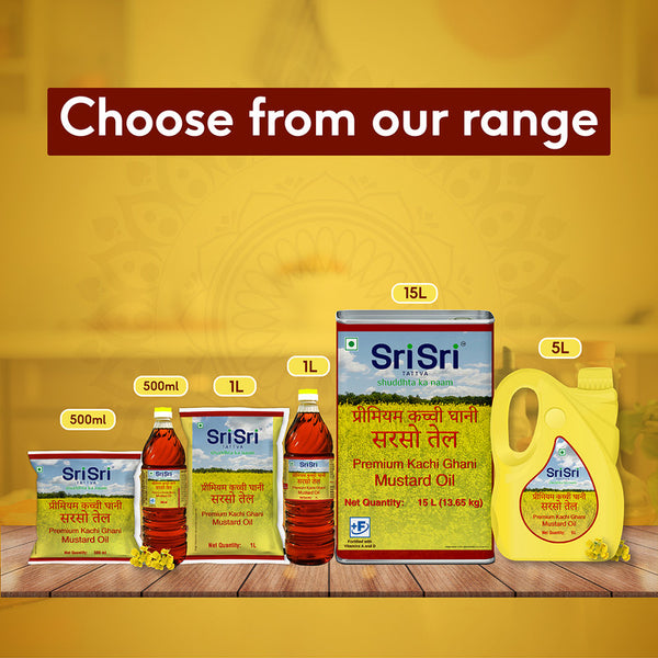 Sri Sri Tattva Kachi Ghani Mustard Oil | Sarso Tel | Improve Digestion | 500 ml | Pack of 2