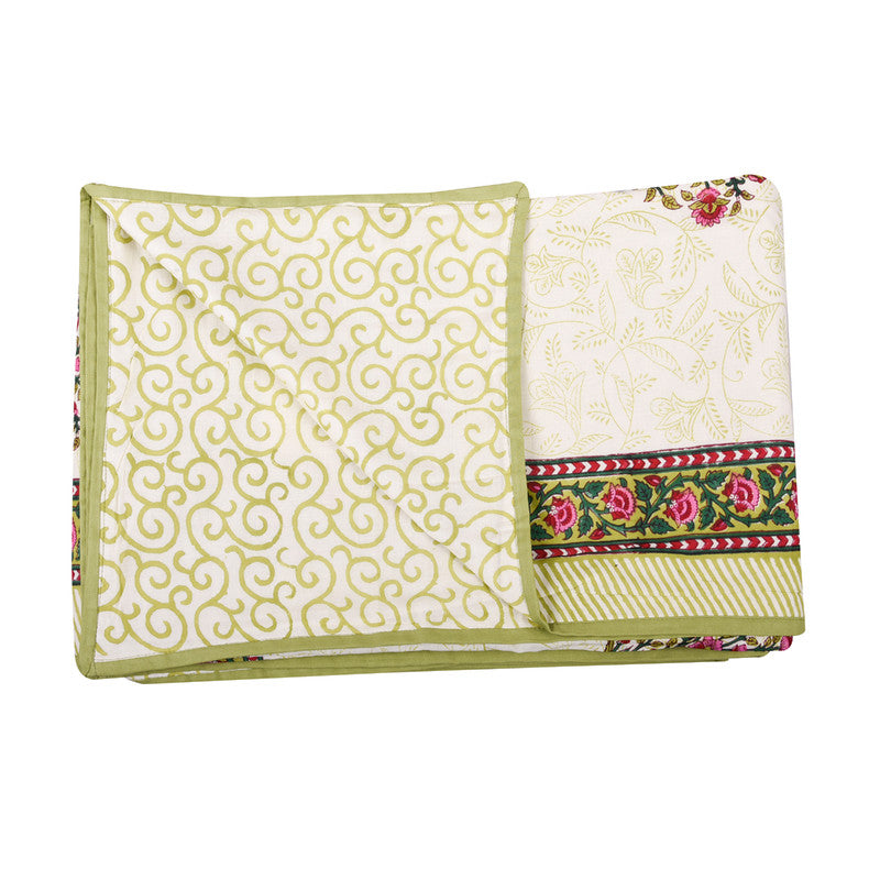 Mulmul Cotton Dohar Single Blanket | AC Blanket | Reversible | Yellow & Pink.