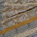 Mulmul Cotton Saree | Dabu Handblock Print | Mustard