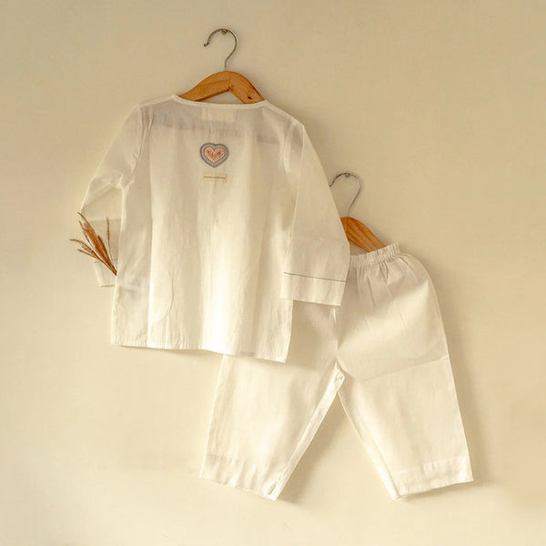 Cotton Kurta Pajama Set for Kids | White