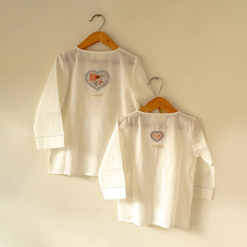 Cotton Kurta Pajama Set for Kids | White