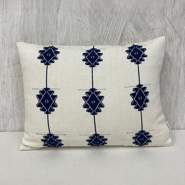 Cotton Cushion Cover | Ivory & Blue | 30 x 40 cm
