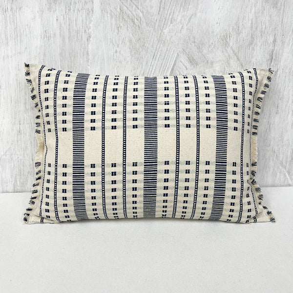 Cotton Cushion Cover | Ivory & Blue | 35 x 50 cm