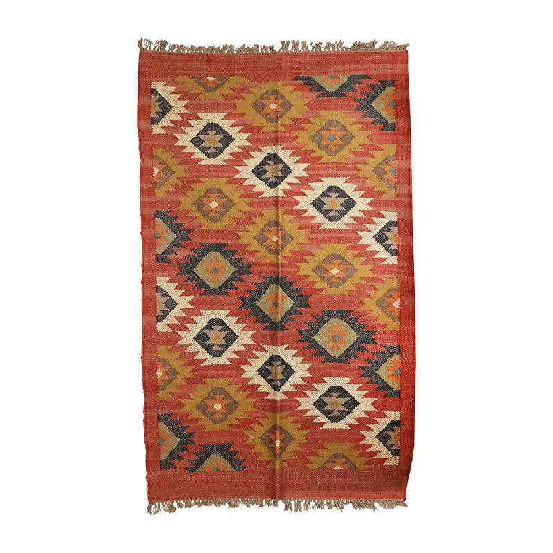 Jute & Wool Rug | Dhurrie | 3 x 5 Feet | Multicolour