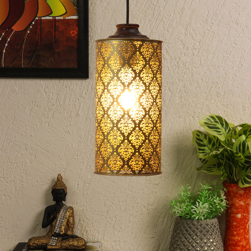 Hanging Lamp | Iron & Wooden Pendants Lights | Gold