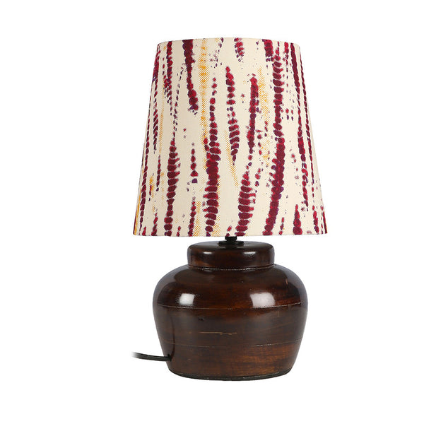 Wooden Table Lamp | Bedside Lamp | Brown & Maroon