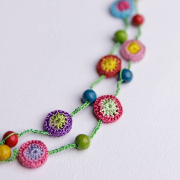 Wooden Beaded Thread Necklace | Multicolour