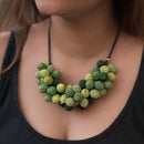 Wooden Beaded Cotton Thread Necklace | Green