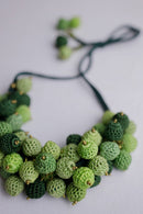 Wooden Beaded Cotton Thread Necklace | Green