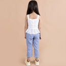 Cotton Top & Pants Set | White & Blue