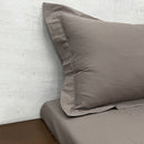Pure Cotton Double Bed Sheet Set | Embroidered | Brown | 228 x 274 cm