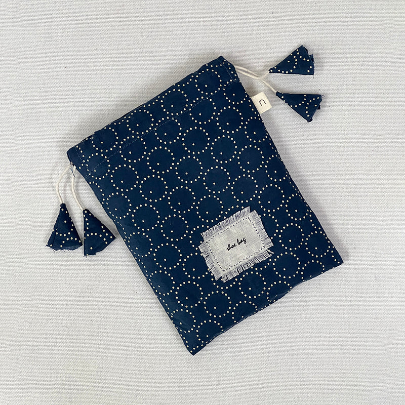 Cotton Shoe Bag | Blue | Set of 2