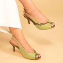 Stiletto Heels for Women | Ethically Sourced Leather | Sage Green & Olive