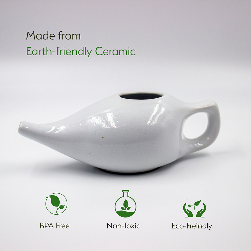 Ceramic Jal Neti Pot | Yoga Accessories | Green | 185 ml