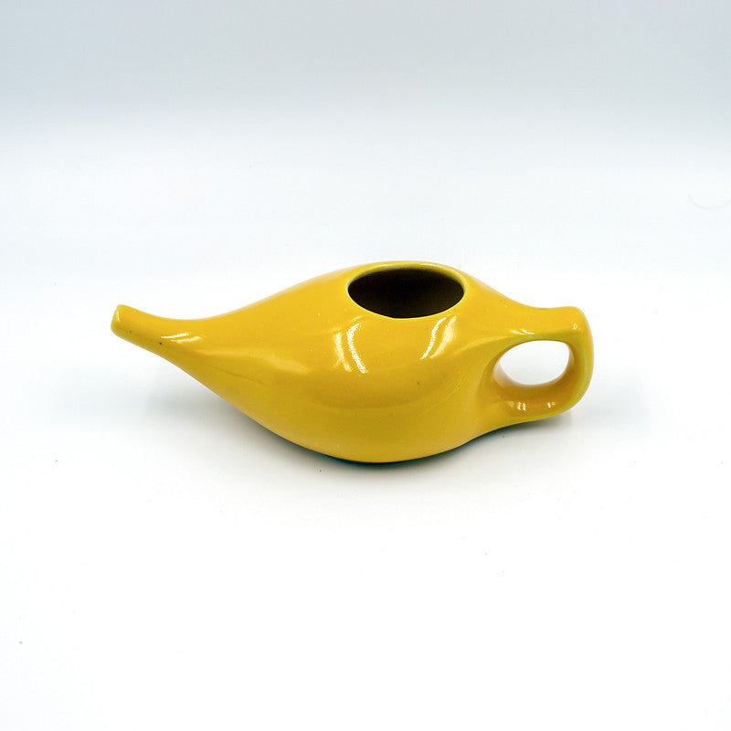 Ceramic Jal Neti Pot | Yoga Accessories | Yellow | 185 ml