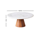 Marble & Wooden Cake Stand | Brown & White