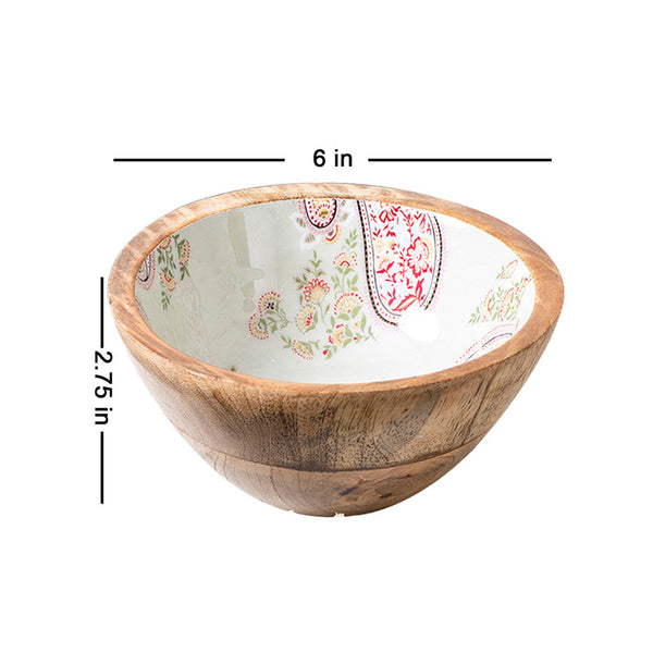 Wooden Serving Bowl | Mango Wood | Green | Set of 4