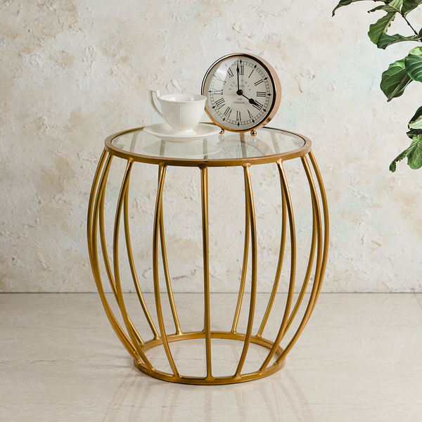 Iron & Glass Side Table | Gold