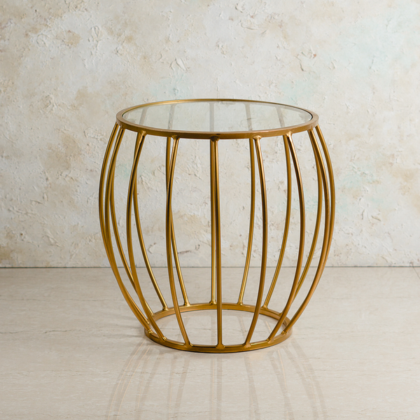 Iron & Glass Side Table | Gold