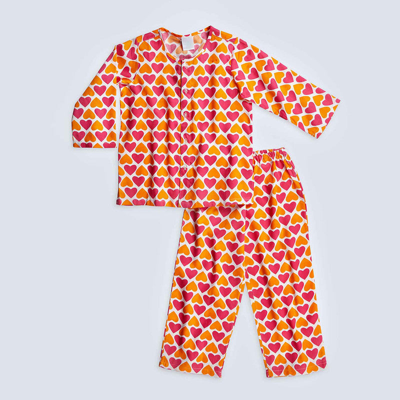 Pure Cotton Kids T-shirt & Pyjama Set | Orange