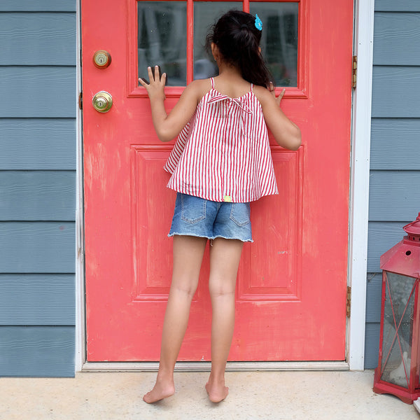 Cotton Spaghetti Top for Girls | Red